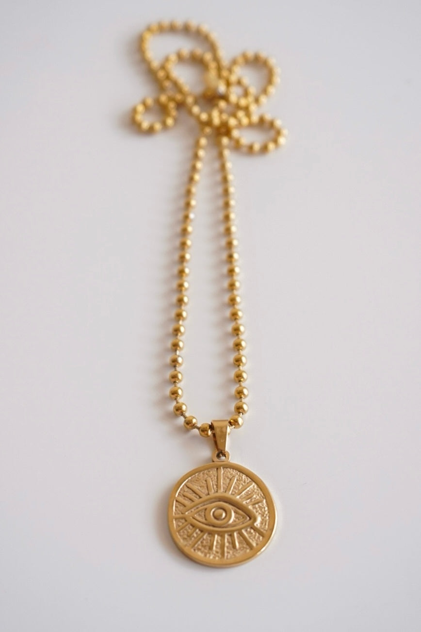 Colar Comprido Medalha Olho