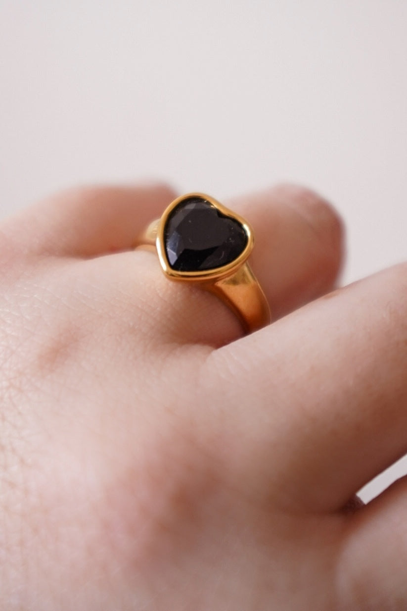 Anel Coração Preto