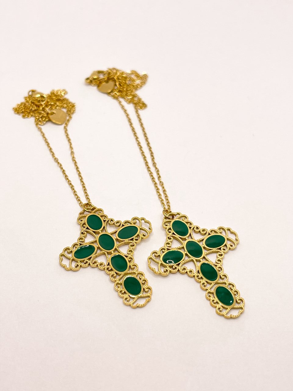 Colar Cruz Verde