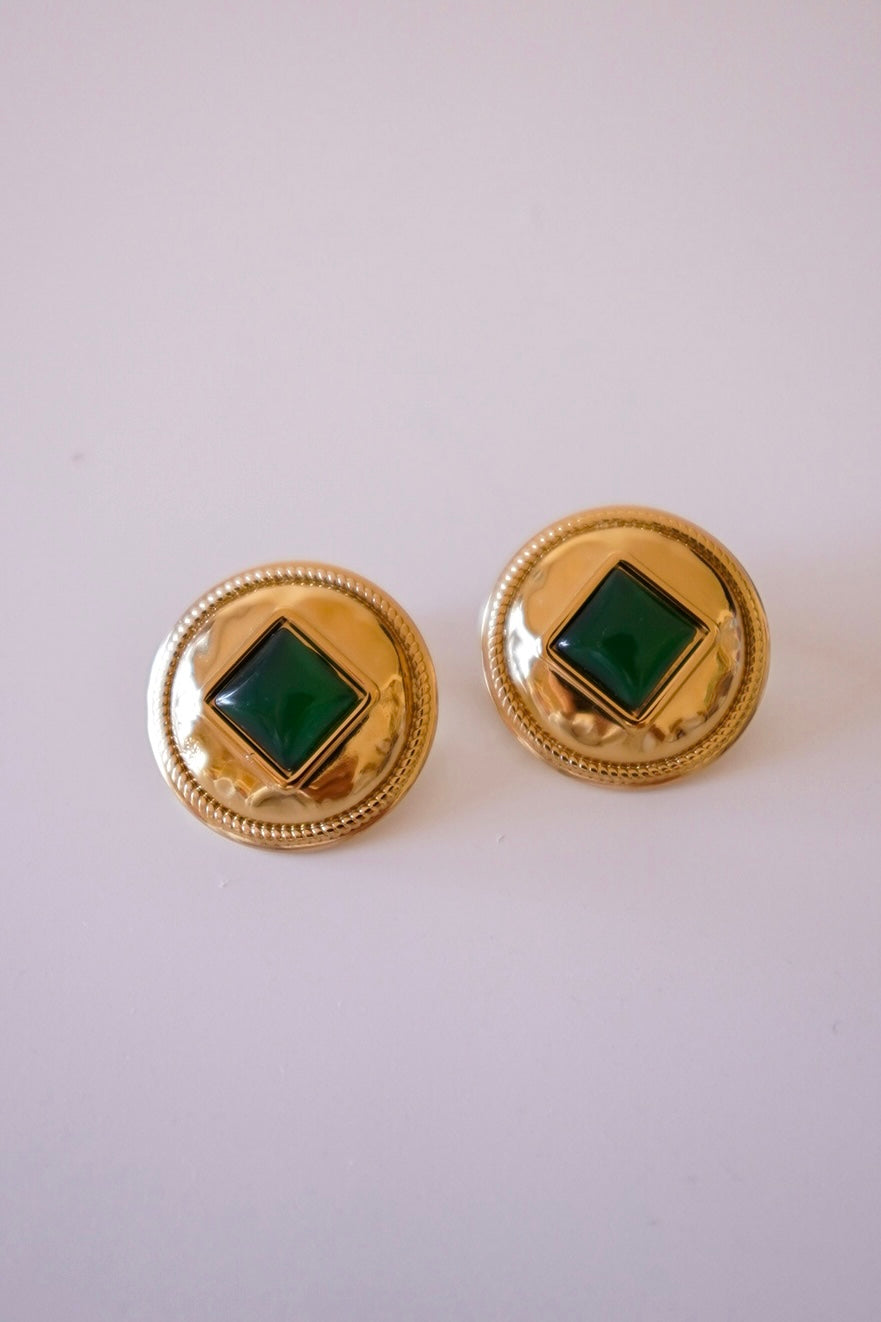 Brincos Estilo Vintage Pedra Verde