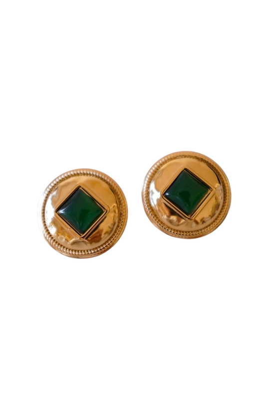 Brincos Estilo Vintage Pedra Verde