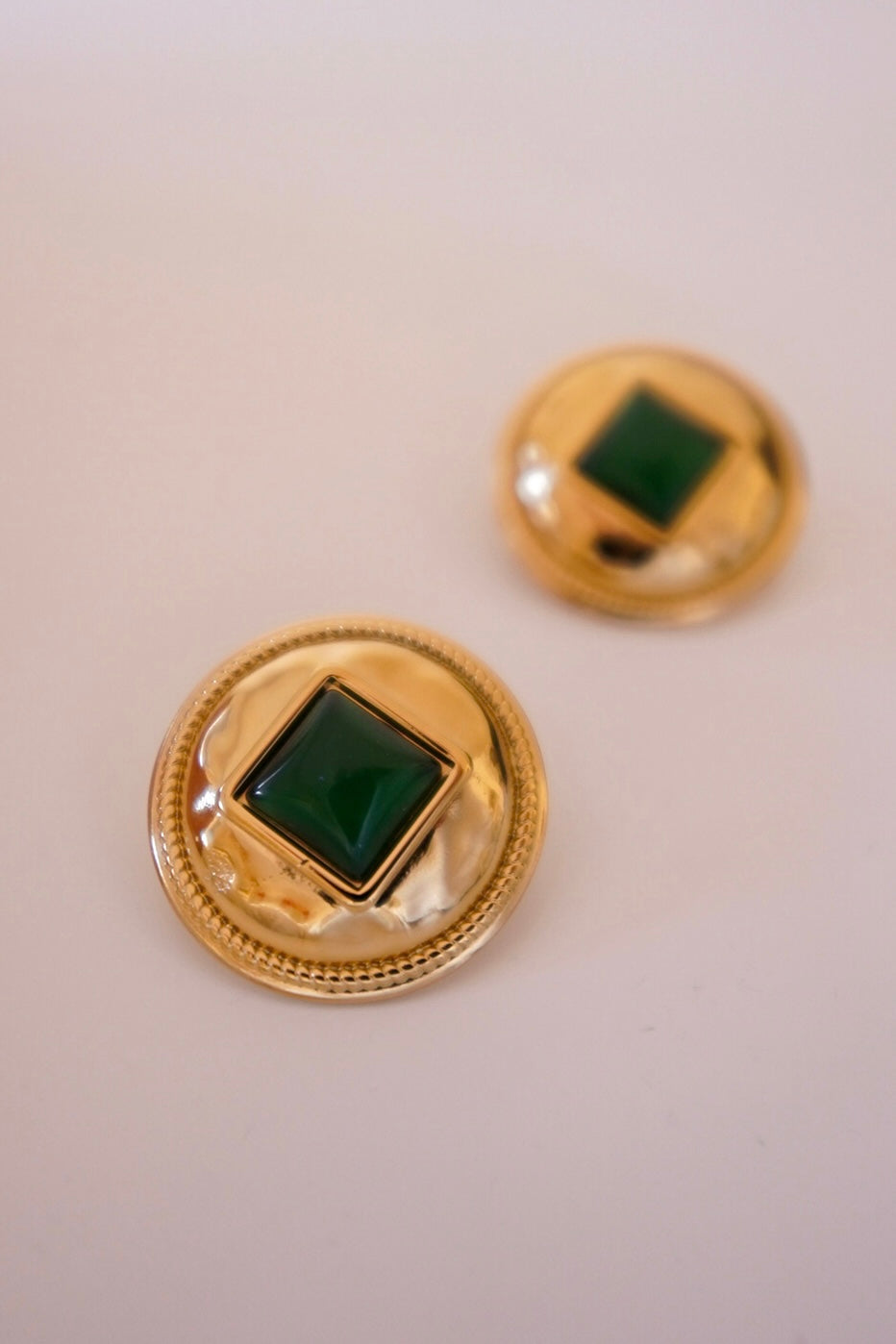 Brincos Estilo Vintage Pedra Verde