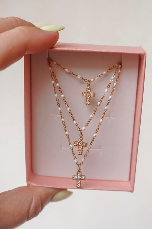 Colar Cruz Mini Branco
