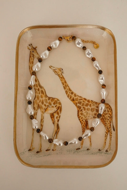 Colar Pérolas e Olho de Tigre