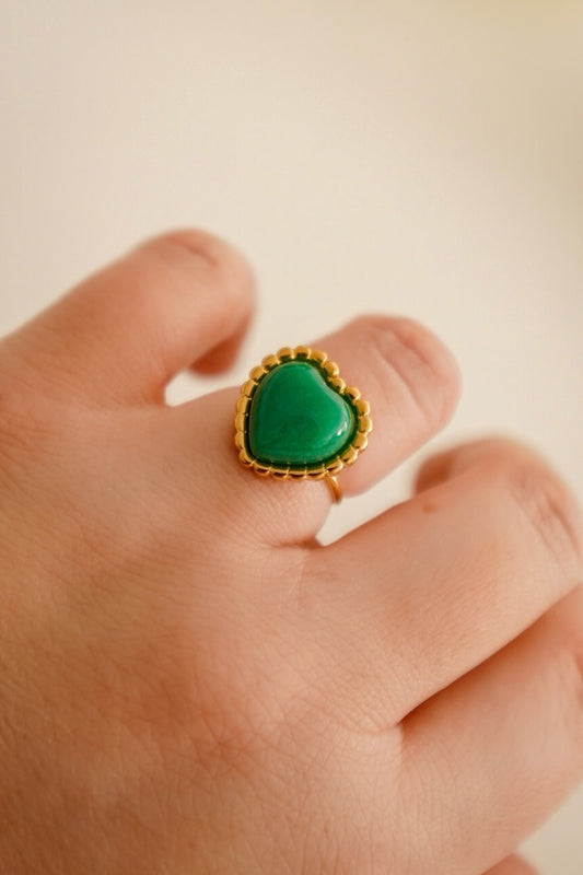 Anel Coração Verde