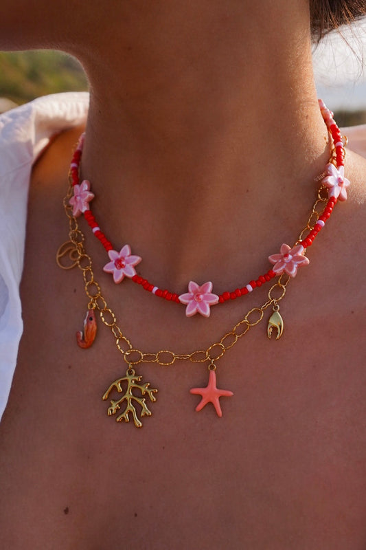 Colar Charms Coral